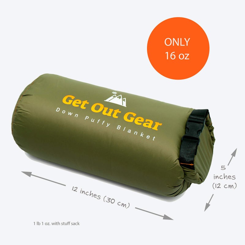 Get Out Gear Down Camping Blanket - Outdoor Lightweight Packable 650 Fill Power Down Blanket Compact Waterproof and Warm Backpacking Quilt for Camping Hiking Travel Hammock - Image 5